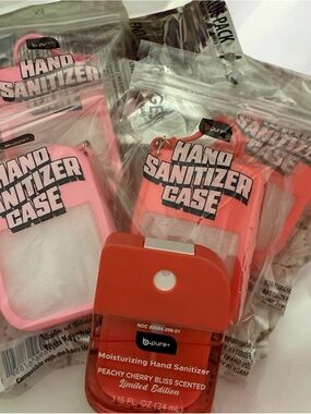 Peachy Cherry Bliss Moisturizing Hand Sanitizer with Pink & Coral Case
